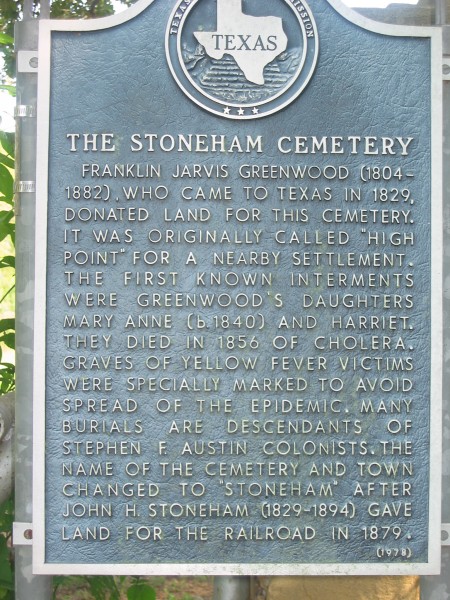 Stoneham Cemetery Historical Marker